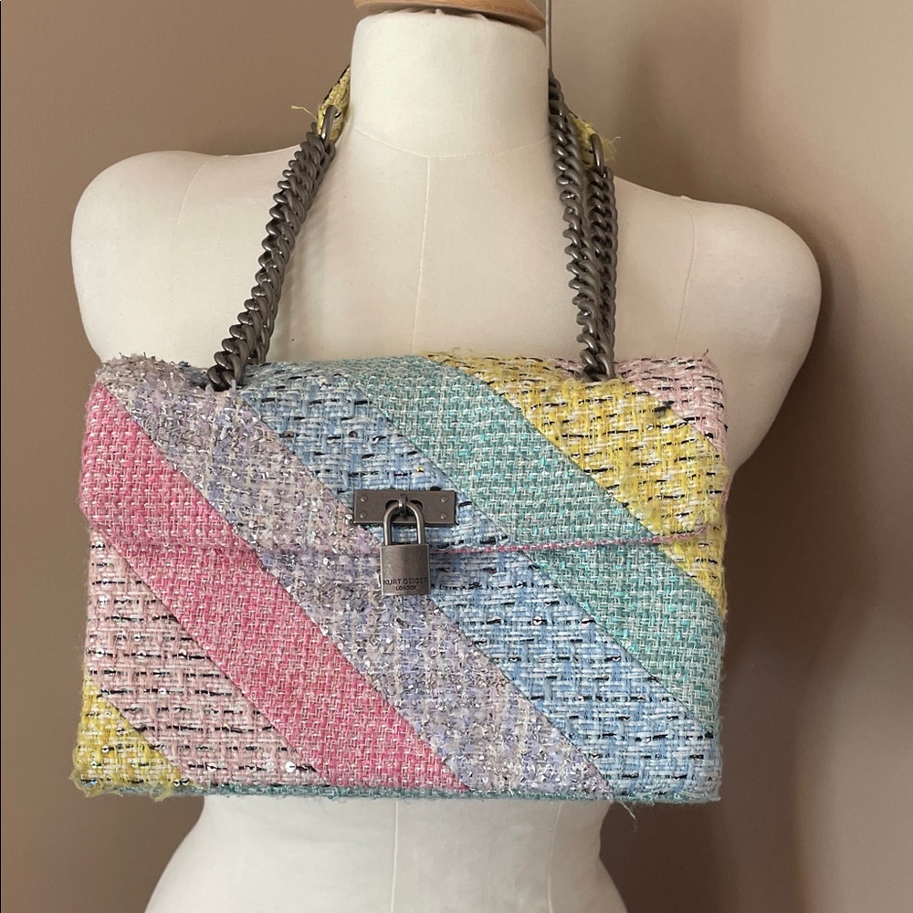 Kurt Geiger Multicolor Tweed Chain Shoulder Bag NWOT